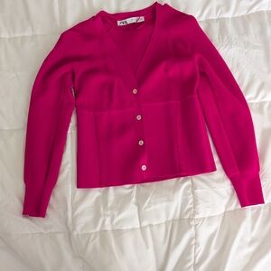 Zara Women's Fuchsia Cardigan Sweater